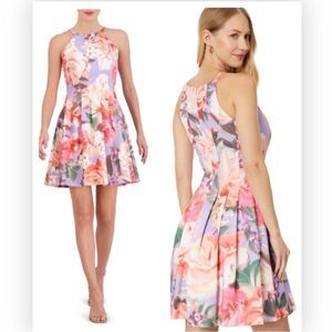 NWT Vince Camuto Womens Printed Scuba Fit Fl Lavender